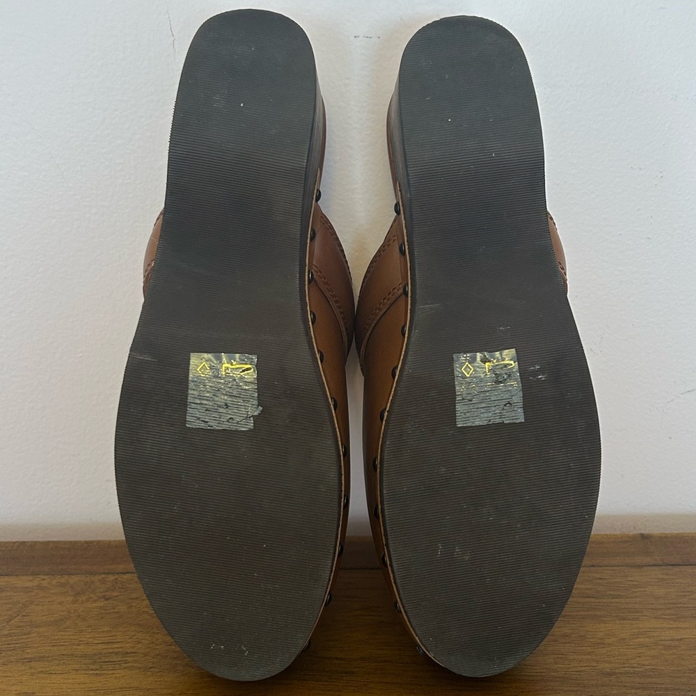 Madewell Cecily Brown Clogs, Leather Studded Mules - Picture 5 of 7